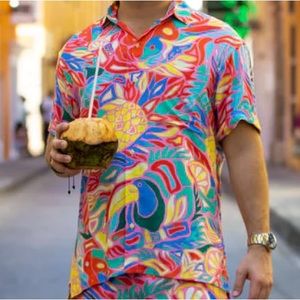 Kenny Flowers Coco Locos Hawaiian Shirt Men’s Size L